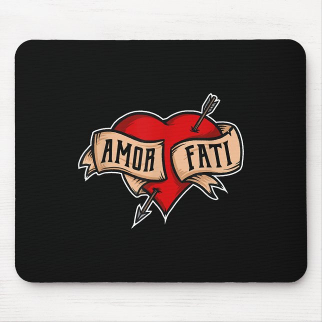 Amor Fati - Clic Nietzsche Tattoo Heart Design  Mouse Pad (Front)