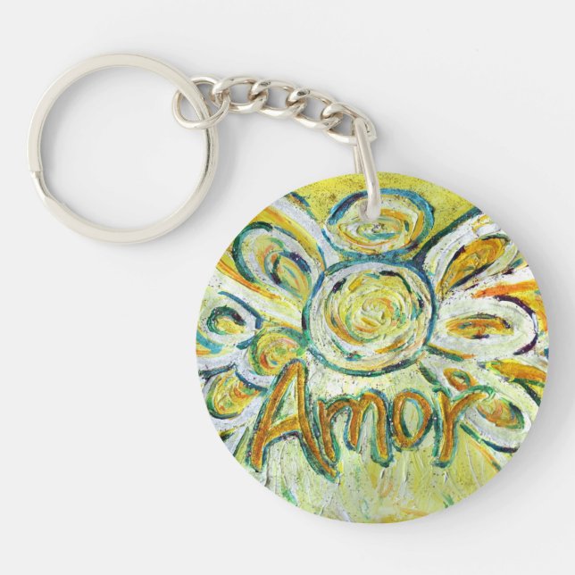 Amor Guardian Angel Word Custom Keychain (Front)