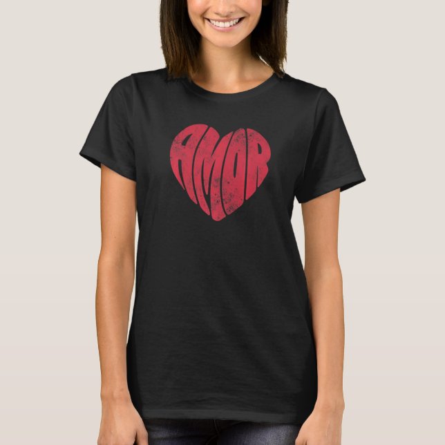 AMOR Love Valentine's Day Retro Groovy Valentine H T-Shirt (Front)