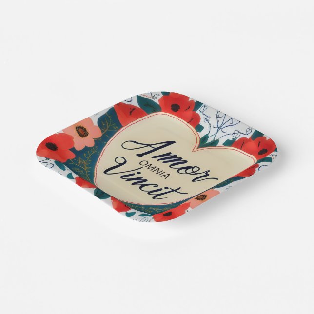 Amor Omnia Vincit   - quote  Paper Plates (Angled)