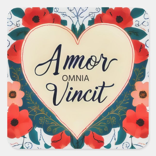 Amor Omnia Vincit   - quote  Square Sticker (Front)