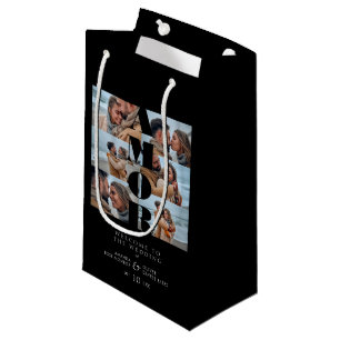 AMOR Quote Black Collage Welcome Wedding 6 Photos Small Gift Bag