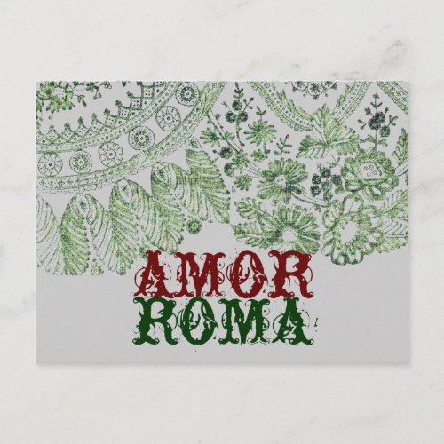 Amor Roma With Green Lace Postcard