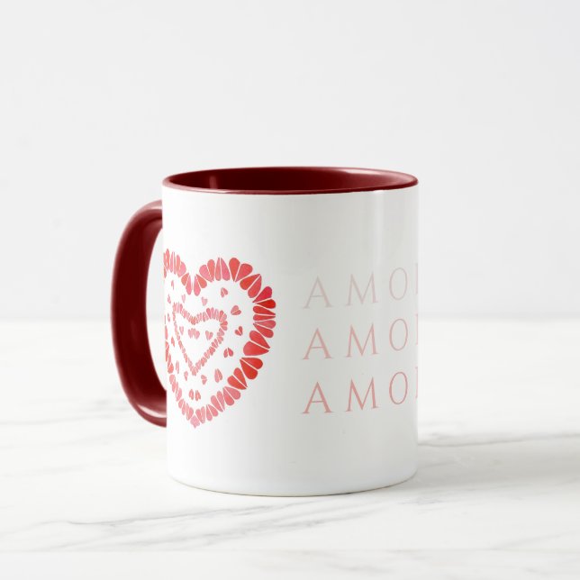 AMOR-SPANISH LOVE Maroon Combo Mug (Front Left)