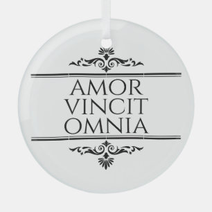Amor Vincit Omnia Love Conquers All Latin Phrases Glass Ornament