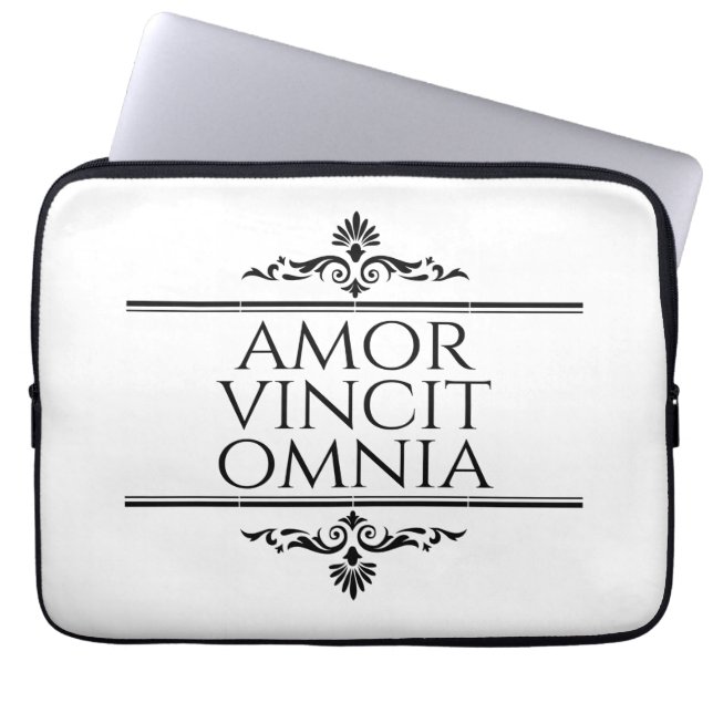 Amor Vincit Omnia Love Conquers All Latin Phrases Laptop Sleeve (Front)