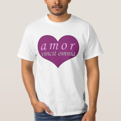 Amor Vincit Omnia Love Conquers All Valentines Day T_Shirt