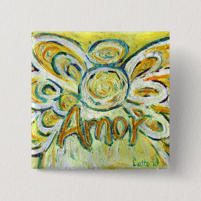 Amor Word Angel Art Pin Pendant Buttons (Front)