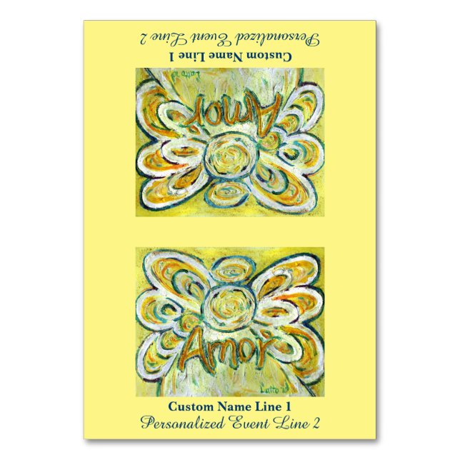 Amor Word Inspirational Angel Customize Table Tent Number (Front)