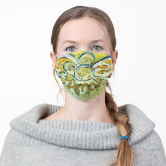 Amor Yellow Guardian Angel Art Custom Face Masks