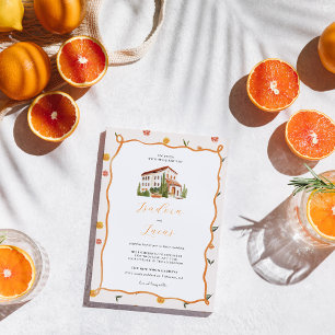 Amore & Aranci   Whimsical Citrus Wedding Invitation