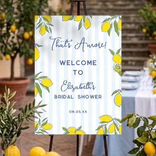 Amore Hand Drawn Lemons Blue Stripes Bridal Shower Foam Board