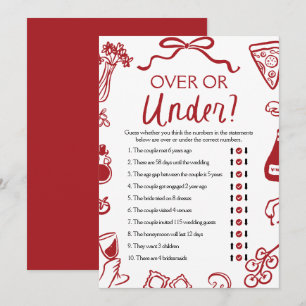 Amore Hand Drawn Over or Under Bridal Shower Game Invitation