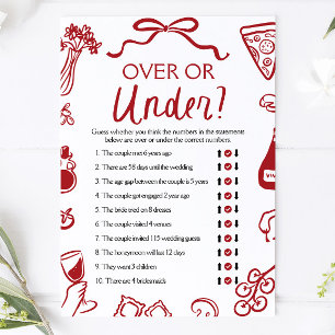 Amore Hand Drawn Over or Under Bridal Shower Game Invitation