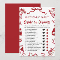 Amore Italian Bride or Groom Bridal Shower Game