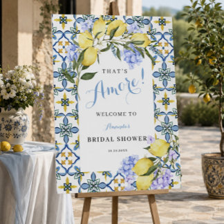 Amore Lemon Mediterranean Bridal Shower Welcome Foam Board