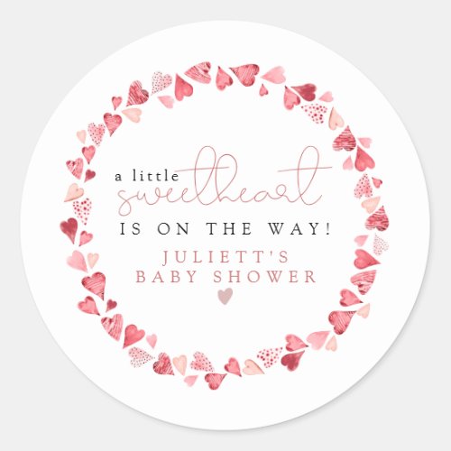 AMORE Little Sweetheart Valentine Day Baby Shower Classic Round Sticker