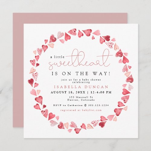 AMORE Little Sweetheart Valentine Day Baby Shower Invitation