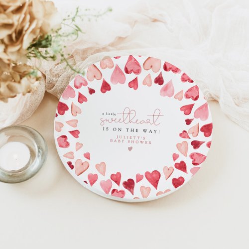 AMORE Little Sweetheart Valentine Day Baby Shower Paper Plates