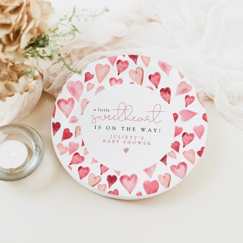 AMORE Little Sweetheart Valentine Day Baby Shower Paper Plates