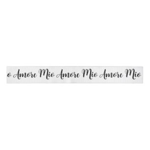 Amore Mio Black Script on White Grosgrain Ribbon