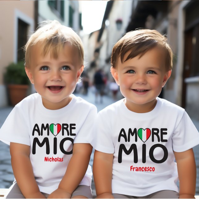 AMORE MIO Italian Flag Heart White Baby T-Shirt (Creator Uploaded)