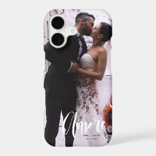 Amore, Modern Script • Custom Photo, Names & date iPhone 17 Case