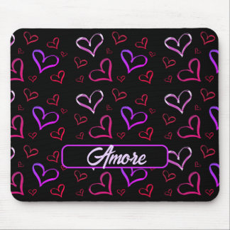 Amore Red And Purple Hearts Mouse Pad