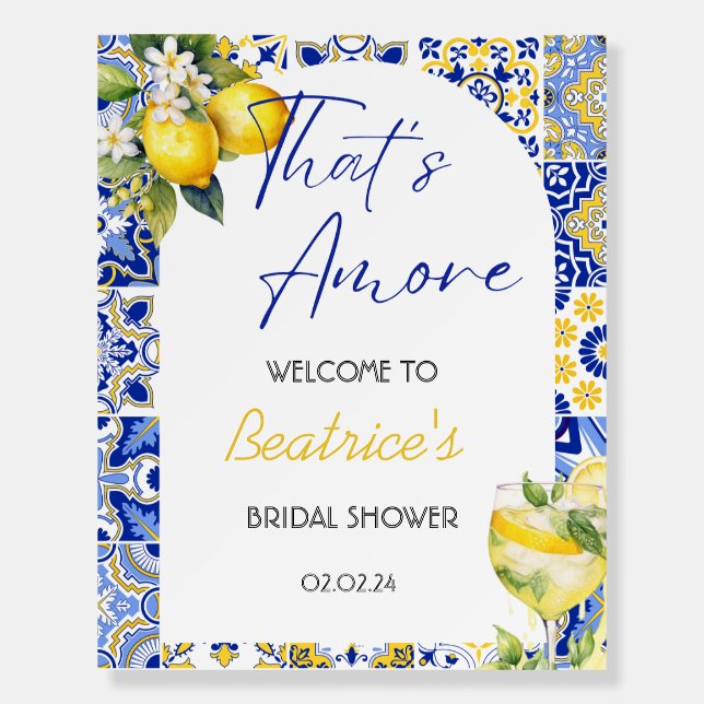 Amore Spritz Lemon Bridal Shower Welcome Sign (Front)
