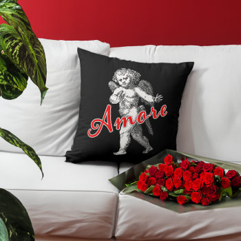 Amore Valentine's Day Cupid Of Love Throw Pillow by AntiqueImages at Zazzle