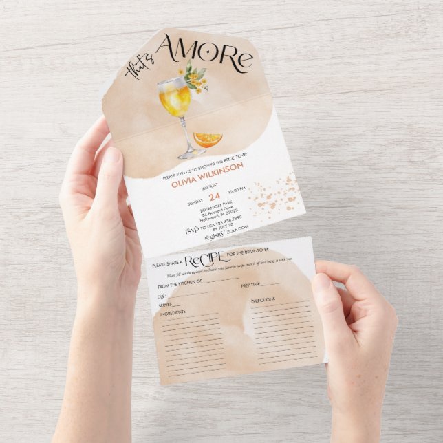 Amore | Watercolor Bridal Shower All In One Invitation (Tearaway)