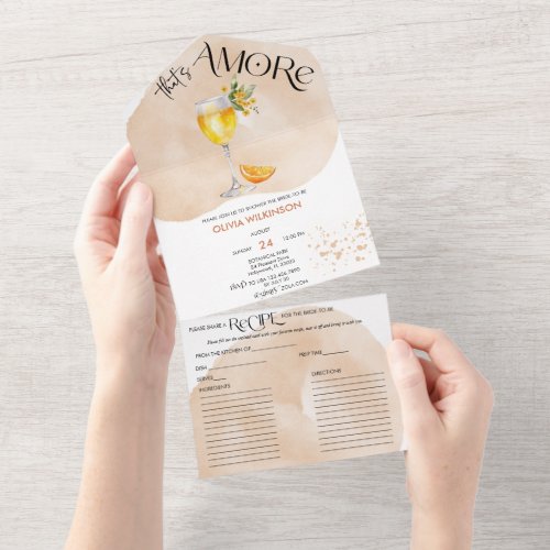 Amore  Watercolor Bridal Shower All In One Invitation