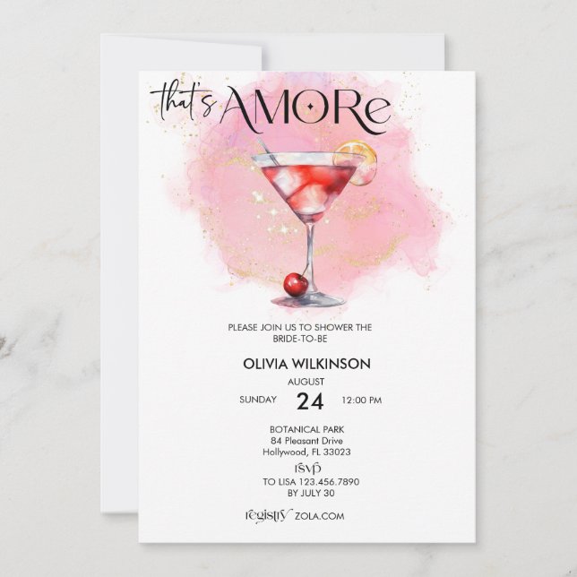 Amore | Watercolor Bridal Shower Invitation (Front)