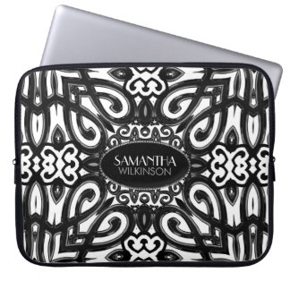 Amoria | Black & White Decorative ornate design Laptop Sleeve