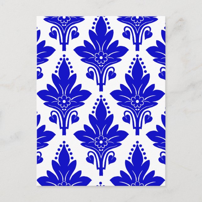 AMOROSO DAMASK: BLUE and WHITE Postcard (Front)