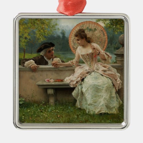 Amorous Conversation in the Park Metal Ornament