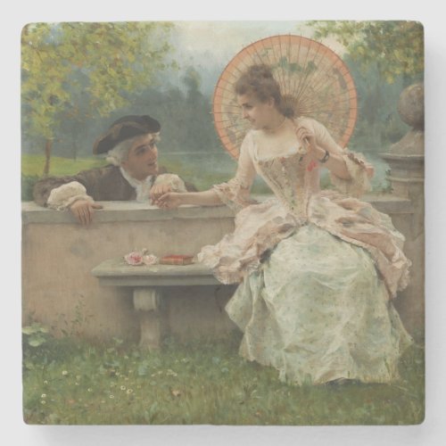 Amorous Conversation in the Park Stone Coaster
