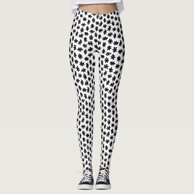 Amorphic Shapes 120322 - Black on White Leggings (Front)