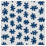 Amorphic Shapes 120322 - Indigo Blue on White Fabric