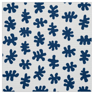 Amorphic Shapes 120322 - Indigo Blue on White Fabric
