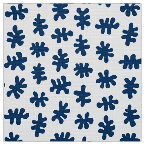 Amorphic Shapes 120322 _ Indigo Blue on White Fabric