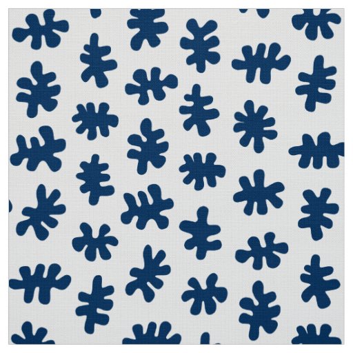 Amorphic Shapes 120322 - Indigo Blue on White Fabric