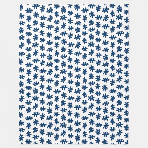 Amorphic Shapes 120322 _ Indigo Blue on White Fleece Blanket