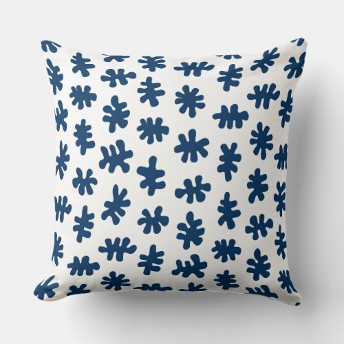 Amorphic Shapes 120322 _ Indigo Blue on White Throw Pillow