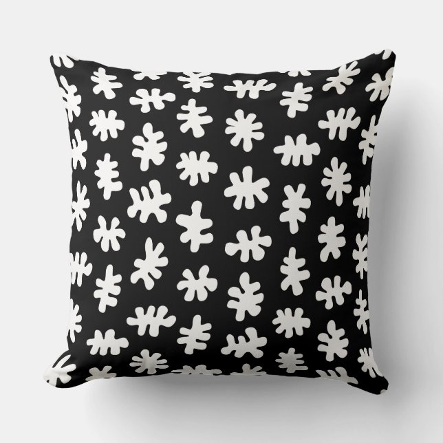 Amorphic Shapes 120322 - White on Black Throw Pillow (Front)