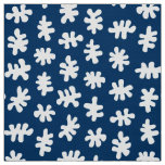 Amorphic Shapes 120322 - White on Indigo Blue Fabric
