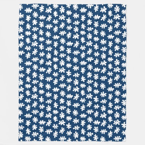 Amorphic Shapes 120322 _ White on Indigo Blue Fleece Blanket