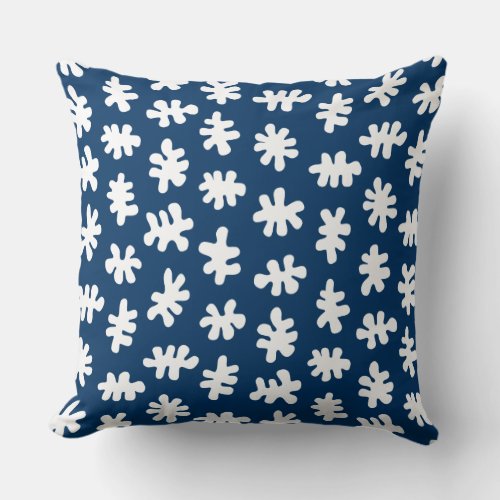 Amorphic Shapes 120322 _ White on Indigo Blue Throw Pillow