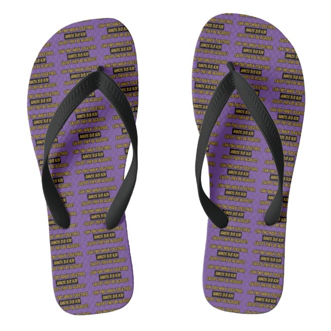 Amos 3:3 KJV Bible Verse Scripture Purple Unisex Flip Flops (Footbed)