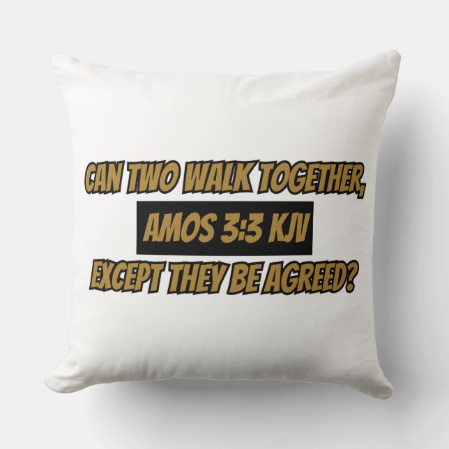 Amos 3:3 KJV Bible Verse Scripture Throw Pillow (Front)